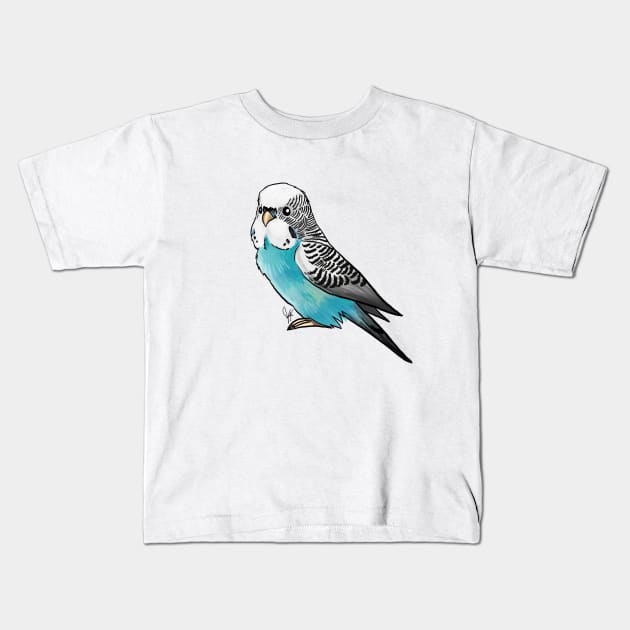 Bird - Budgerigar Parakeet - Blue Kids T-Shirt by Jen's Dogs Custom Gifts and Designs